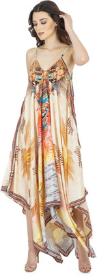 TSM Women Asymmetric Multicolor Maxi/Full Length Dress
