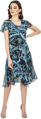 TSM Women A-line Black Below Knee Dress