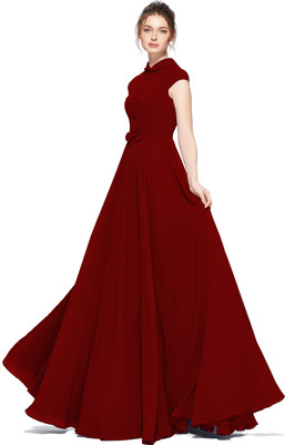 BEELEE TYPS Flared/A-line Gown(Maroon)