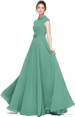 BEELEE TYPS Women Gown Green Dress