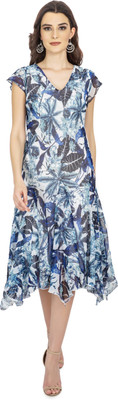 TSM Women Asymmetric Blue Below Knee Dress