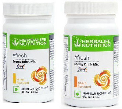 HERBALIFE Set of 4 Afresh Energy Drink Powder-50g-L+P Energy Drink(2x50 g, Lemon, Peach Flavored)