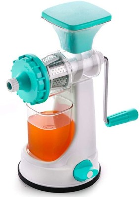 JohnMacc Plastic, Steel Hand Juicer Fruit and Vegetable Plastic Hand Juicer Mixer with Steel Handle & Vacuum Lock(Blue, White)