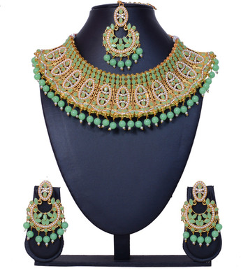 KAHAR CREATION Alloy Gold-plated Green Jewellery Set(Pack of 1)