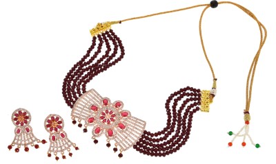 LAVIKA EXPORT Brass Maroon Jewellery Set(Pack of 1)