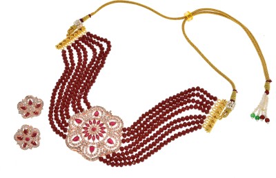 LAVIKA EXPORT Brass Maroon Jewellery Set(Pack of 1)