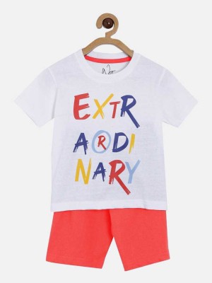 ETHINICA Boys Casual T-shirt Shorts(white, RED-)