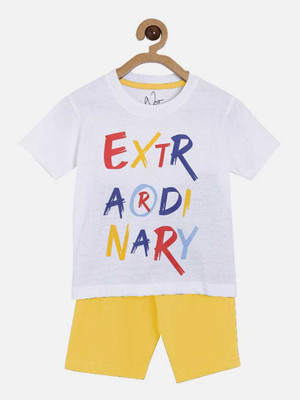 Oxipital Club Baby Boys Casual T-shirt Shorts(White& Yellow)