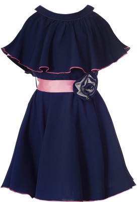 naughty ninos Girls Midi/Knee Length Party Dress(Dark Blue, Sleeveless)