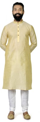 karnam Men Self Design Straight Kurta(Beige)