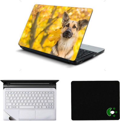 Mitram Laptop Accessories Combo 15.6 Inch Yellow Dog laptop Skins Stickers , Mouse Pad and Palmrest Skin for Laptops || Notebooks Combo Set(Multicolor)
