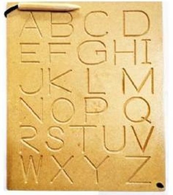 DgCrayons Wooden Capital Alphabet ABC Writing Practice Tracing Slate Board with Dummy Pencil For Learning Kids Boys and Girls Age 2+(Brown)