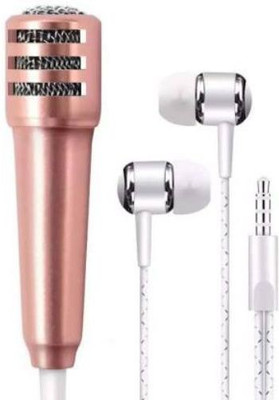 Clairbell DGH_546F_ Karaoke Singing Microphone Metal Sing Mic for Phone, for Computer, for PC Audio Cable with Stereo Earphone Compatible with all smart & IOS devices Microphone
