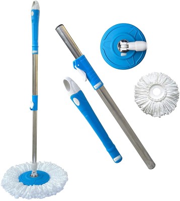 KAYKUS Mop 360 Degree Cleaning Stainless Steel Spin Mop Extendable Handle/Mop Rod Stick/Mop Stick with 01 Refill (Blue, Pack OF 1) Strip Mop(Blue)