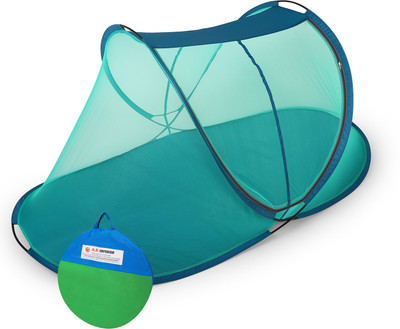 A.R. Emporium Polyester Adults Washable Polyester Foldable Mosquito Net With Cotton Base (Size : LxWxH : 6.10 x 3.11 x 3 Feet) (Suitable for : Single Bed )Two Side Slider Gate with high Quality Zip Mosquito Net(Green, Tent)