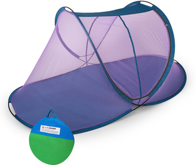 A.R. Emporium Polyester Adults Washable Polyester Foldable Mosquito Net With Cotton Base (Size : LxWxH : 6.10 x 3.11 x 3 Feet) (Suitable for : Single Bed )Two Side Slider Gate with high Quality Zip Mosquito Net(Purple, Tent)