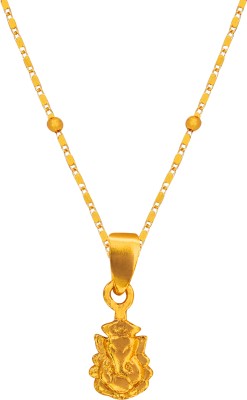 Atisundar Religious God - Shree Ganesh Gold Plated Pendant Set With Chain for Men & Women Gold-plated Plated Alloy Chain