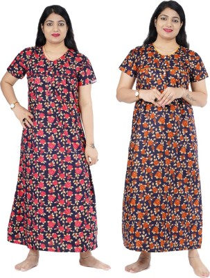 Wristy Women Nighty(Red, Orange)