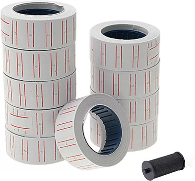 MotoPanda Price Labels Paper Tag Mark Sticker for MX-5500 Price Gun Labeller, 10 Rolls with 1Ink Roll self Paper Label(White)