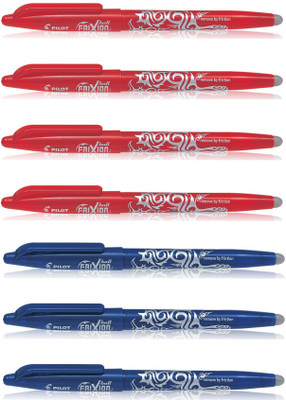PILOT Frixion Roller Ball Pen - 0.7MM (Blue 3 & Red 4) Roller Ball Pen(Pack of 7, Ink Color - Blue, Red)