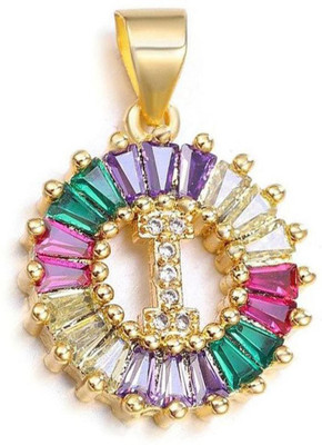 ZIVOM Rainbow Initial Alphabet Letter I Gold-plated Cubic Zirconia Copper Pendant