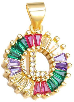 ZIVOM Rainbow Initial Alphabet Letter L Gold-plated Cubic Zirconia Copper Pendant