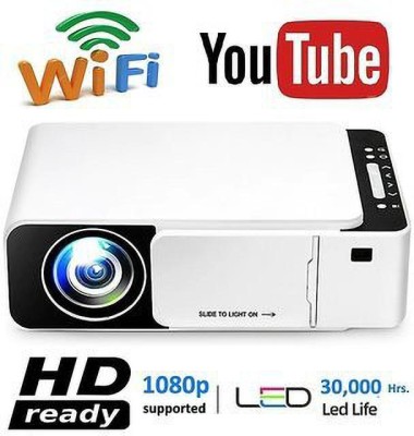 IBS BEST QUALITY T6 WIFI LED Projector 1080p Full HD with Built-in YouTube - Supports Wifi, HDMI,VGA,AV IN,USB, Miracast - Mini Portable 4700 lm LCD4700 lm LED (4700 lm / Wireless / Remote Controller) Portable Projector(White)