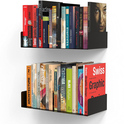 APPUCOCO Heavy Duty Wall Mount Metal U Shape Shelf Book CD DVD Storage Display Bookcase Black Set of 2 (Black) Iron Wall Shelf(Number of Shelves - 2, Black)