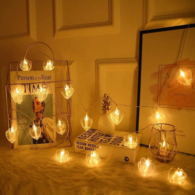 OneClickPicks 20 LEDs 3.05 m Yellow Steady Heart Rice Lights(Pack of 1)