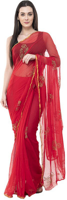 Durga Emporio Embellished Bollywood Chiffon Saree(Red)