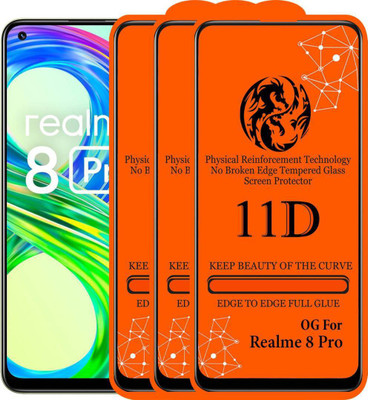 aplexx Edge To Edge Tempered Glass for Realme 8 Pro, Realme 8(Pack of 3)