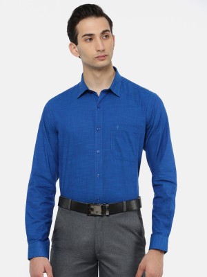 Ramraj Cotton Men Solid Formal Blue Shirt