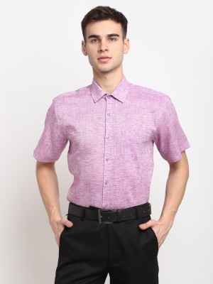 JAINISH Men Self Design Formal Purple Shirt