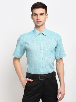 JAINISH Men Self Design Formal Green Shirt