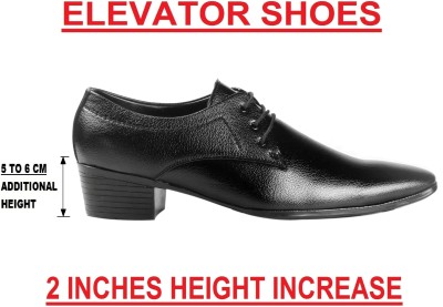 BXXY Height Increasing British Black Formal Lace-Up Shoes Derby For Men(Black)