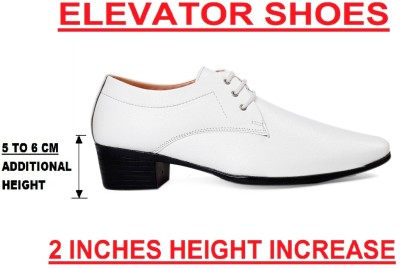 BXXY Men's White Height Increasing Formal Derby Shoes Corporate Casuals For Men(White , 6)