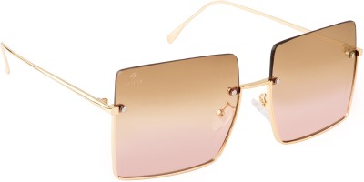 AISLIN Retro Square, Over-sized Sunglasses(For Women, Brown, Pink)