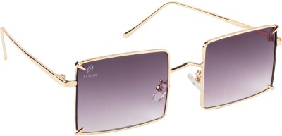 AISLIN Retro Square, Rectangular Sunglasses(For Men & Women, Grey, Violet)