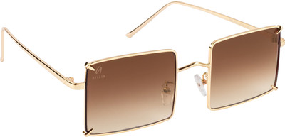 AISLIN Retro Square, Rectangular Sunglasses(For Men & Women, Brown)