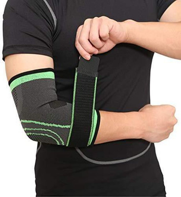 GymWar Adjustable Elbow Brace with Strap for Elbow Compression Sleeves Elbow Support Elbow Support(Green)