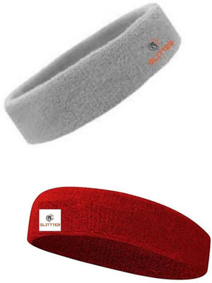 Glitter Non Slip Moisture Wicking Work Out Cotton Headband For Men's & Women's Headband Head Support(Grey, Red)
