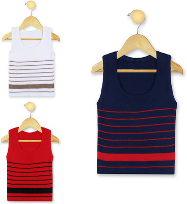 Knitco Striped Scoop Neck Casual Baby Boys & Baby Girls Red, Dark Blue, White Sweater