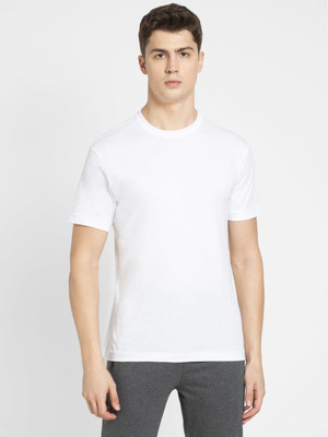 JOCKEY Solid Men Round Neck White T-Shirt