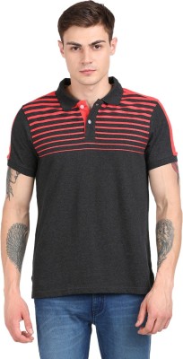 Bleualps Striped Men Polo Neck Red, Grey T-Shirt