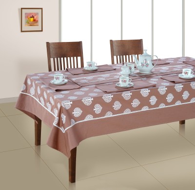 SWAYAM Floral 6 Seater Table Cover(Brown,White, Cotton, Pack of 8)