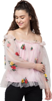 mirchi girl Casual Embroidered Women Pink Top