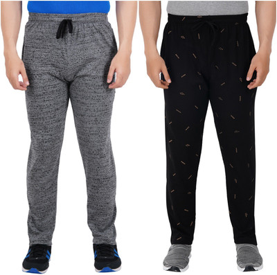 Guide Printed Men Grey, Black Track Pants