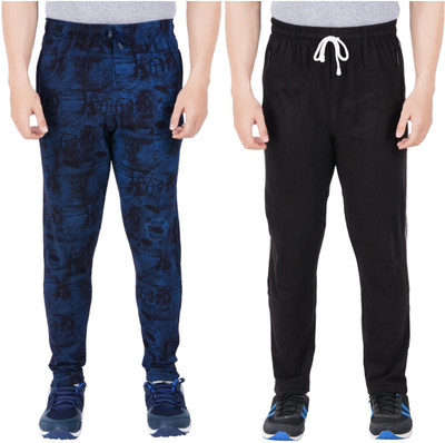 Guide Printed Men Light Blue, Black Track Pants