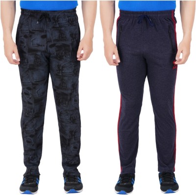 Guide Printed Men Black, Dark Blue Track Pants