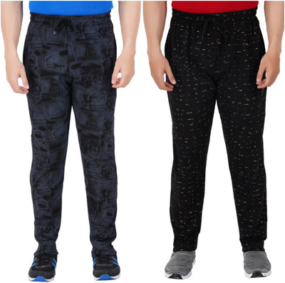 Guide Printed Men Dark Blue, Black Track Pants